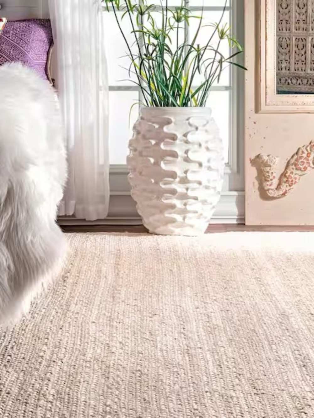 Neutral Handwoven Area Rug - Ivory - Picture 5 of 7